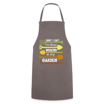Busy Working in Garden Nature Lover Gardening - Cooking Apron - grey - Front - AI Model Male 185 dark (185cm)