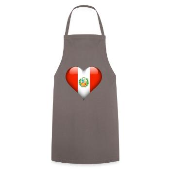 Drapeau péruvien coeur Pérou - Tablier de cuisine - gris - Devant - AI Model Male 185 dark (185cm)