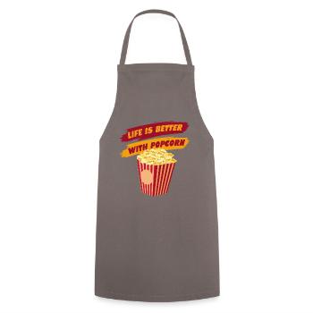 La vie avec des films de pop-corn Salty Popcorn - Tablier de cuisine - gris - Devant - AI Model Male 185 dark (185cm)