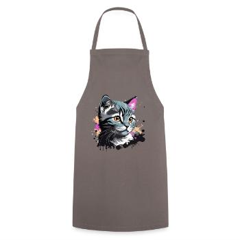 süsses Kätzchen, Katze - Kochschürze - Grau - Vorne - AI Model Male 185 dark (185cm)
