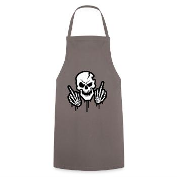 Skelett Mittelfinger Totenkopf Symbol - Kochschürze - Grau - Vorne - AI Model Male 185 dark (185cm)