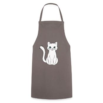 White Main Coon Cat Cat Outfit for - Cooking Apron - grey - Front - AI Model Male 185 dark (185cm)