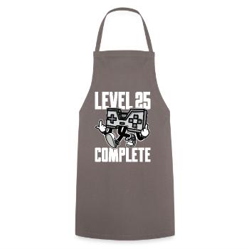 Level 25 Complete Geburtstagsgeschenk 25 Jahre - Kochschürze - Grau - Vorne - AI Model Male 185 dark (185cm)
