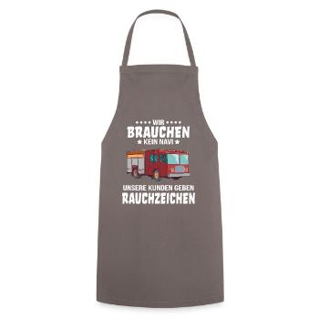 Feuerwehr Spruch Feuerwehrwagen Feuerwehrauto - Kochschürze - Grau - Vorne - AI Model Male 185 dark (185cm)