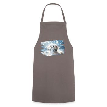 Rêve d’hiver avec un mignon Shih Tzu dans la neige - Tablier de cuisine - gris - Devant - AI Model Male 185 dark (185cm)