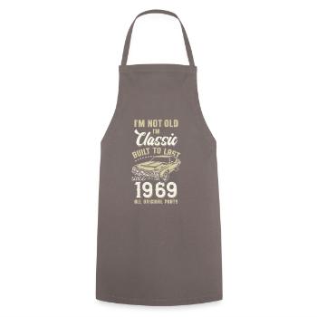 Born 1969 Birthday Classic Car - Cooking Apron - grey - Front - AI Model Male 185 dark (185cm)
