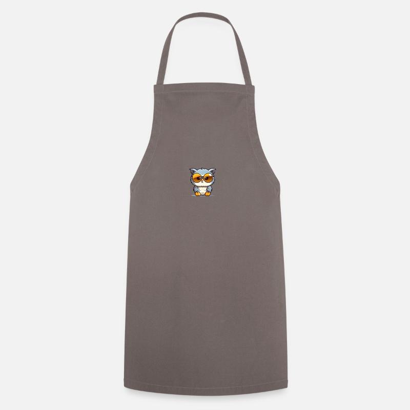 Little cute owl wearing sunglasses. - Cooking Apron - grey