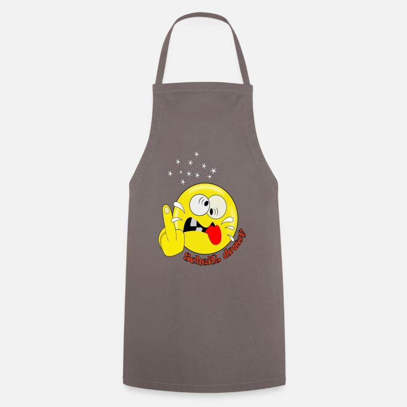 Lustig Smiley spaßig - Kochschürze - Grau