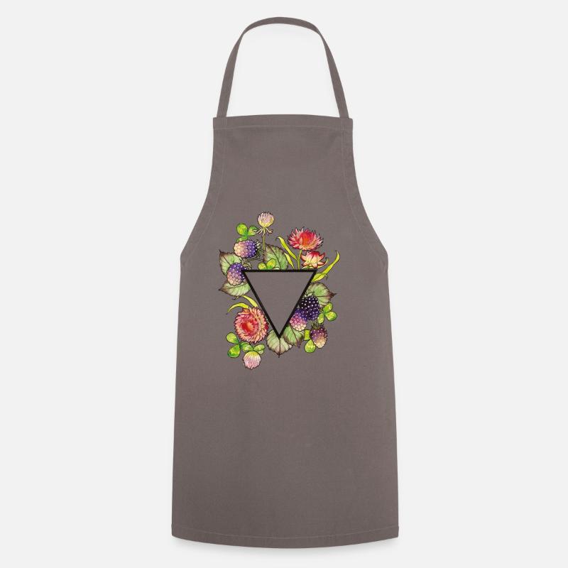 Fleurs de paille avec triangle - Tablier de cuisine - gris