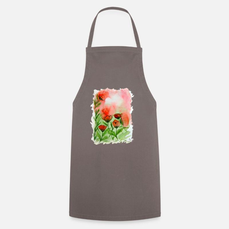 Aquarelle de coquelicots - Tablier de cuisine - gris