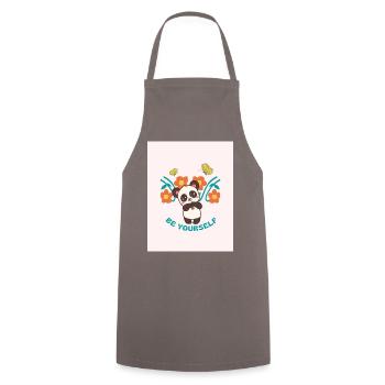 Be yourself (Cute Panda Design) Gift - Cooking Apron - grey - Front - AI Model Male 185 dark (185cm)