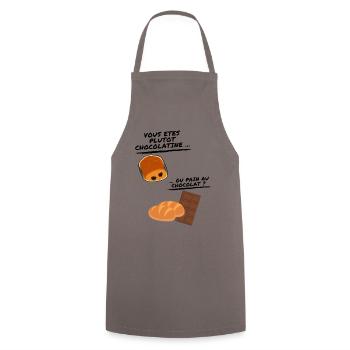 vous etes plutot chocolatine OU PAIN AU CHOCOLAT - Tablier de cuisine - gris - Devant - AI Model Male 185 dark (185cm)