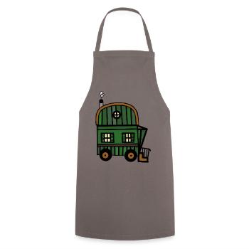 Bauwagen Hütte Haus Freizeit Camping wohnen - Kochschürze - Grau - Vorne - AI Model Male 185 dark (185cm)