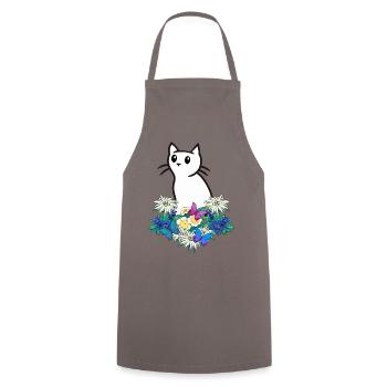 Katze Katzen Blumen Gebirge - Kochschürze - Grau - Vorne - AI Model Male 185 dark (185cm)