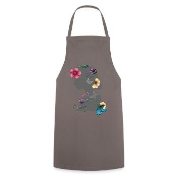 Girl with flowers in her hair Flower Power - Cooking Apron - grey - Front - AI Model Male 185 dark (185cm)
