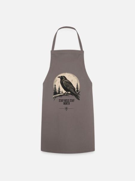 Vintage Nordic Raven T-Shirt - Kochschürze - Grau