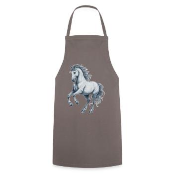 Pferd - Kochschürze - Grau - Vorne - AI Model Male 185 dark (185cm)