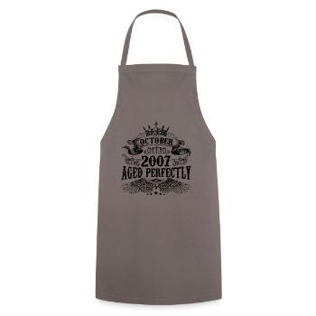 2007 | October Aged Perfectly 2007 birthday gift - Cooking Apron - grey - Front - AI Model Male 185 dark (185cm)