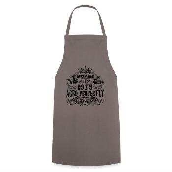 Anniversaire 1975 Décembre 1975 né en Décembre - Tablier de cuisine - gris - Devant - AI Model Male 185 dark (185cm)