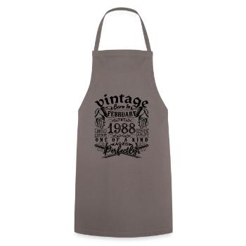 Anniversaire 1988 Février 1988 né en Février - Tablier de cuisine - gris - Devant - AI Model Male 185 dark (185cm)