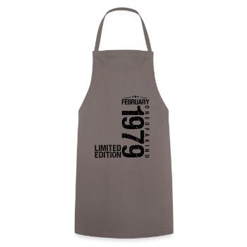 Birthday February 1979 February born in February - Cooking Apron - grey - Front - AI Model Male 185 dark (185cm)