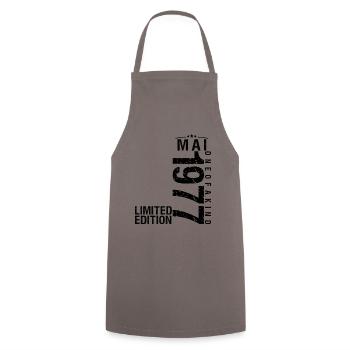 Birthday May 1977 May born in May - Cooking Apron - grey - Front - AI Model Male 185 dark (185cm)