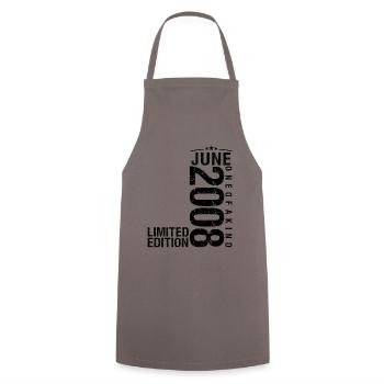 Birthday June 2008 June born in June 2008 - Cooking Apron - grey - Front - AI Model Male 185 dark (185cm)