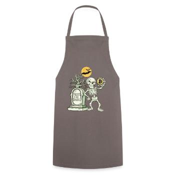 Bitcoin Skelett Halloween - Kochschürze - Grau - Vorne - AI Model Male 185 dark (185cm)