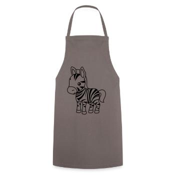 Zebra Comic Animal - Cooking Apron - grey - Front - AI Model Male 185 dark (185cm)