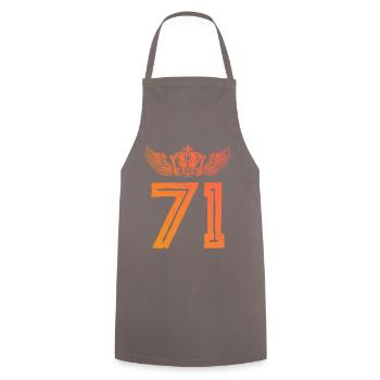 71 Zahl Krone - Kochschürze - Grau - Vorne - AI Model Male 185 dark (185cm)