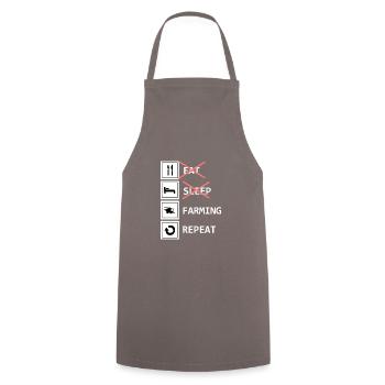 Eat Sleep Farming répétition idée cadeau - Tablier de cuisine - gris - Devant - AI Model Male 185 dark (185cm)