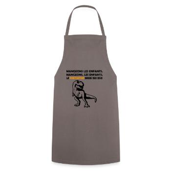 dinosaure. Mangeons, les enfants. !! - Tablier de cuisine - gris - Devant - AI Model Male 185 dark (185cm)