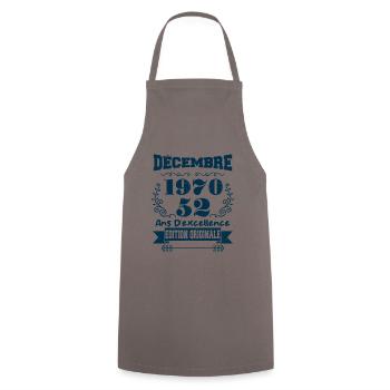 décembre 1970 Edition original | Vintage 1970 - Tablier de cuisine - gris - Devant - AI Model Male 185 dark (185cm)