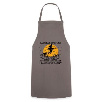 cadeau Halloween humour | Sorcière Halloween - Tablier de cuisine - gris - Devant - AI Model Male 185 dark (185cm)