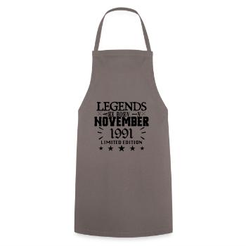 November 1991 | 1991 legends were born in November - Cooking Apron - grey - Front - AI Model Male 185 dark (185cm)