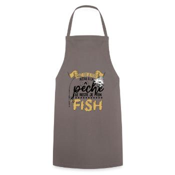 je m'en fish | la pêche le reste je m'en fish - Tablier de cuisine - gris - Devant - AI Model Male 185 dark (185cm)