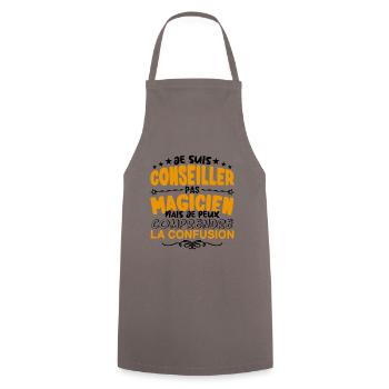 Conseiller pas Magicien | le Meilleur Conseiller - Tablier de cuisine - gris - Devant - AI Model Male 185 dark (185cm)