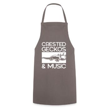 Crested Geckos Music Notes Musician Exotic Animal - Cooking Apron - grey - Front - AI Model Male 185 dark (185cm)