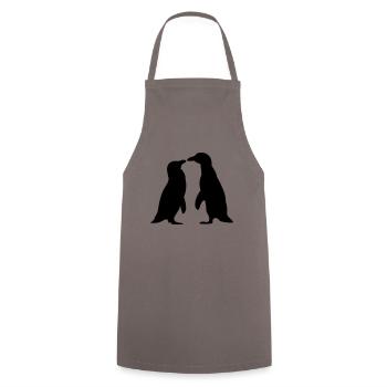 Penguins in love - Pinguine lieben sich - Kochschürze - Grau - Vorne - AI Model Male 185 dark (185cm)