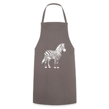 Zebra weiß - Kochschürze - Grau - Vorne - AI Model Male 185 dark (185cm)