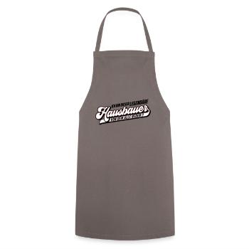 Farbe änderbar | Hausbauer Legendär - Kochschürze - Grau - Vorne - AI Model Male 185 dark (185cm)