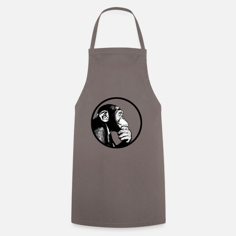 Think after monkey chimpanzee - Cooking Apron - grey