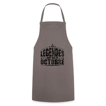 Octobre | les Légendes sont nés en Octobre Anniver - Tablier de cuisine - gris - Devant - AI Model Male 185 dark (185cm)