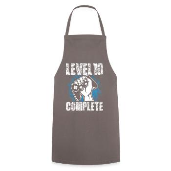 Level 10 Complete Geburtstagsgeschenk 10 Jahre - Kochschürze - Grau - Vorne - AI Model Male 185 dark (185cm)