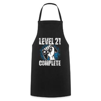 Level 21 Complete Geburtstagsgeschenk 21 Jahre - Kochschürze - Schwarz - Vorne - AI Model Male 185 dark (185cm)