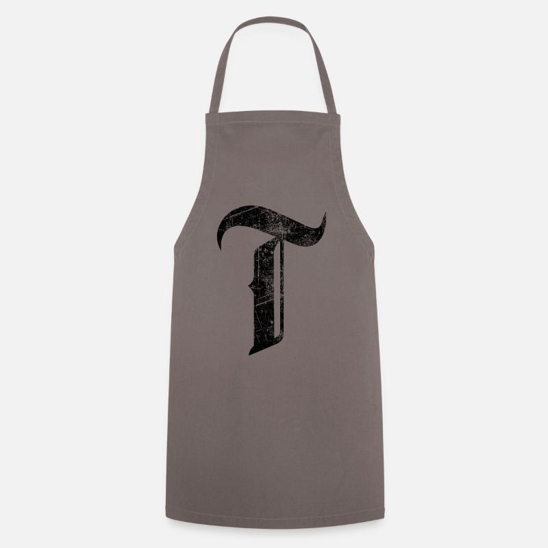 Tshirt alphabet initial T - Cooking Apron - grey