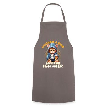 Chilling and beer cat - Cooking Apron - grey - Front - AI Model Male 185 dark (185cm)