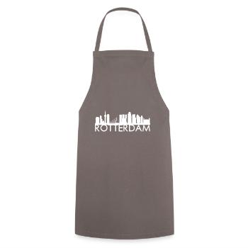 Idée cadeau Rotterdam Pays-Bas skyline - Tablier de cuisine - gris - Devant - AI Model Male 185 dark (185cm)