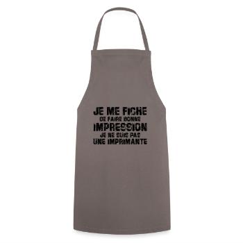 je me fiche de faire bonne impression - Tablier de cuisine - gris - Devant - AI Model Male 185 dark (185cm)
