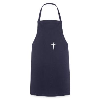 White Cross - Cooking Apron - navy - Front - AI Model Male 185 dark (185cm)